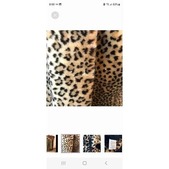 Dennis Basso Faux Fur Leopard Print Hooded Coat Oversized Small